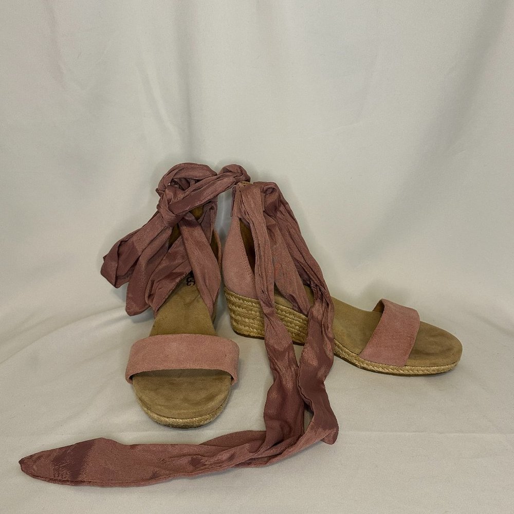 Pink UGG Trina Espadrille Wedge Lace Up Sandal